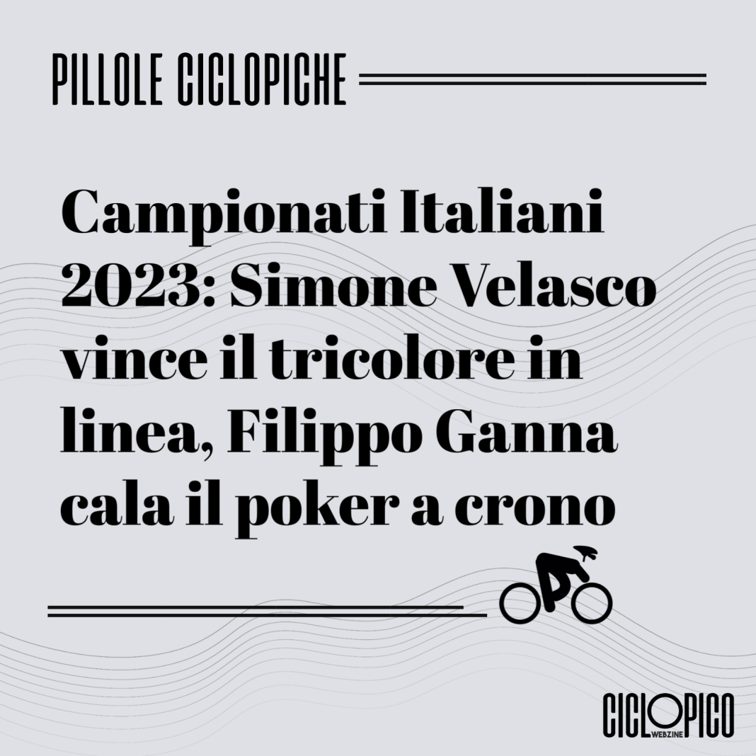 Simone Velasco tricolore in linea, Ganna Campione Italiano a crono
