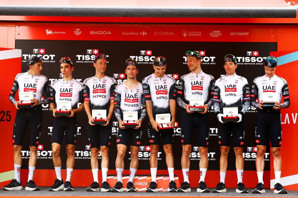 Cronosquadre Vuelta di Spagna 2025: vittoria della UAE, ma Vingegaard torna leader 1 La UAE Team Emirates XRG ha vinto la cronosquadre Vuelta di Spagna 2025