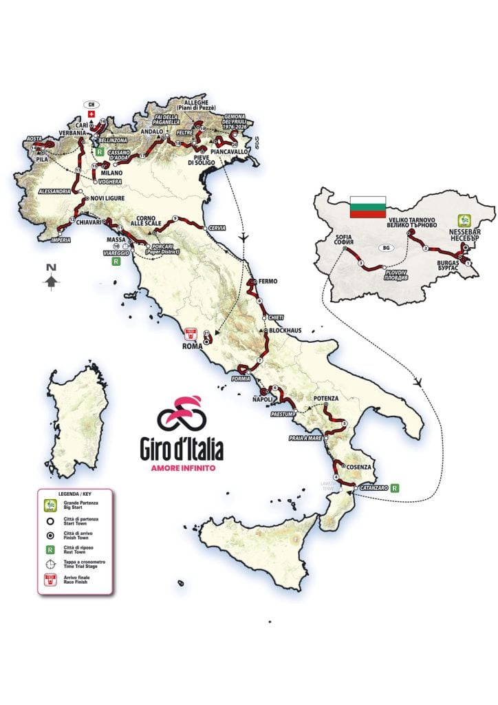 Tappa 1 Giro d'Italia 2026: vittoria e prima maglia rosa per il francese Paul Magnier 2 Percorso Giro d’Italia 2026. Photo Credits: LaPresse